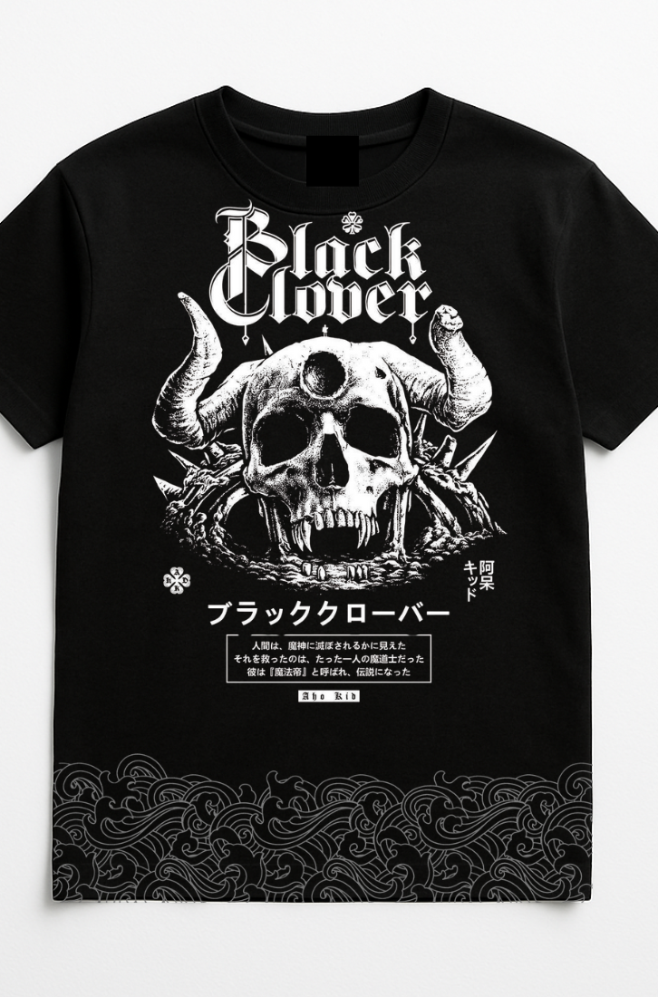 Black Clover "Skull & Grimoire" Heavy Metal Graphic T-Shirt